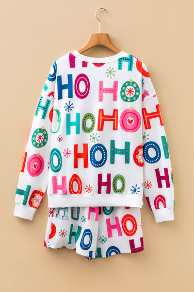 Pink Santa Claus Graphic Christmas Tree Pajama Set