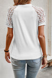 Seamed Detail Contrast Lace Raglan Sleeve T-Shirt- 2 Colors