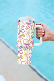 White Bow Print Large Stainless Steel Tumbler