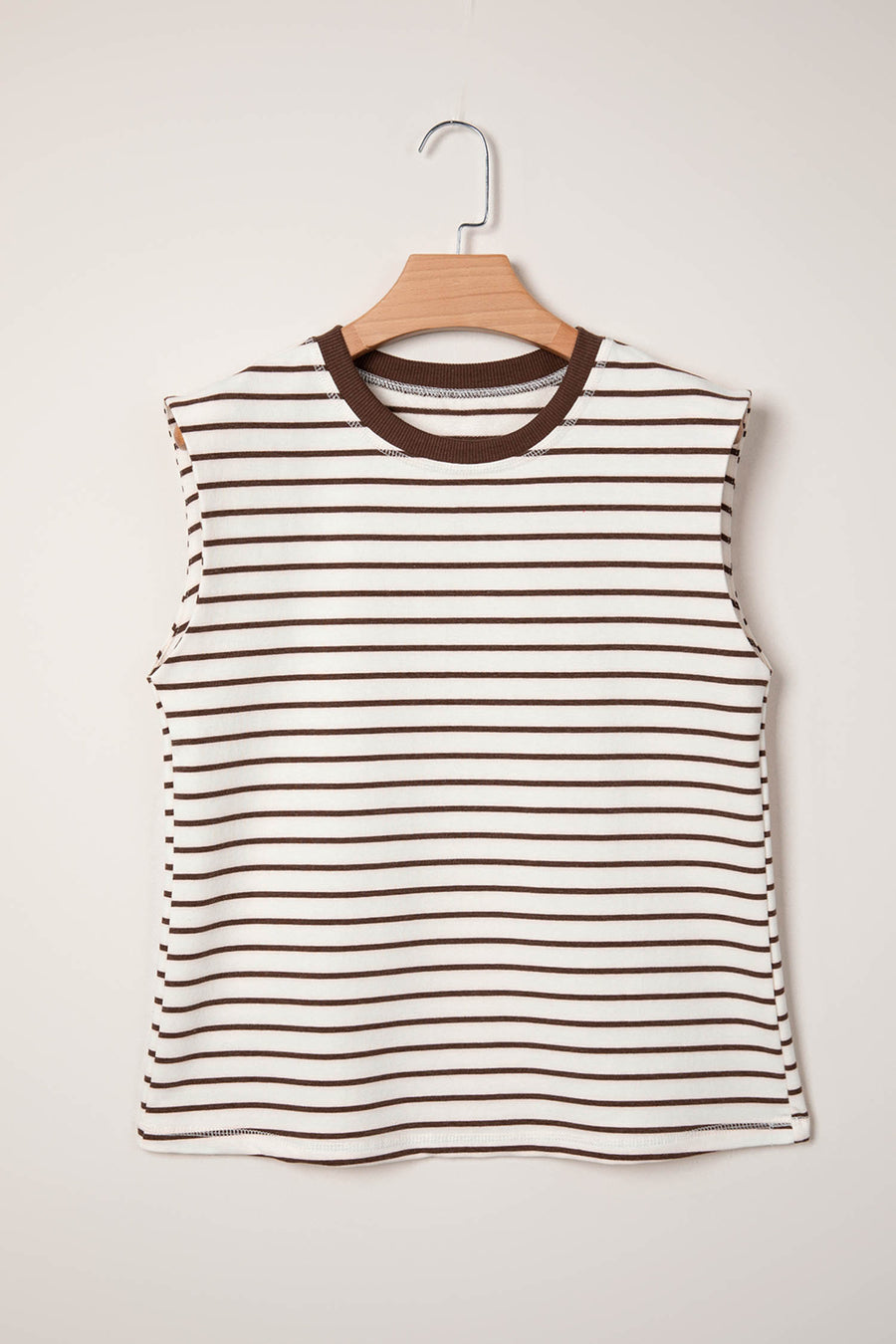 Striped Ribbed Crew Neck Muscle Tee- 2 Colors