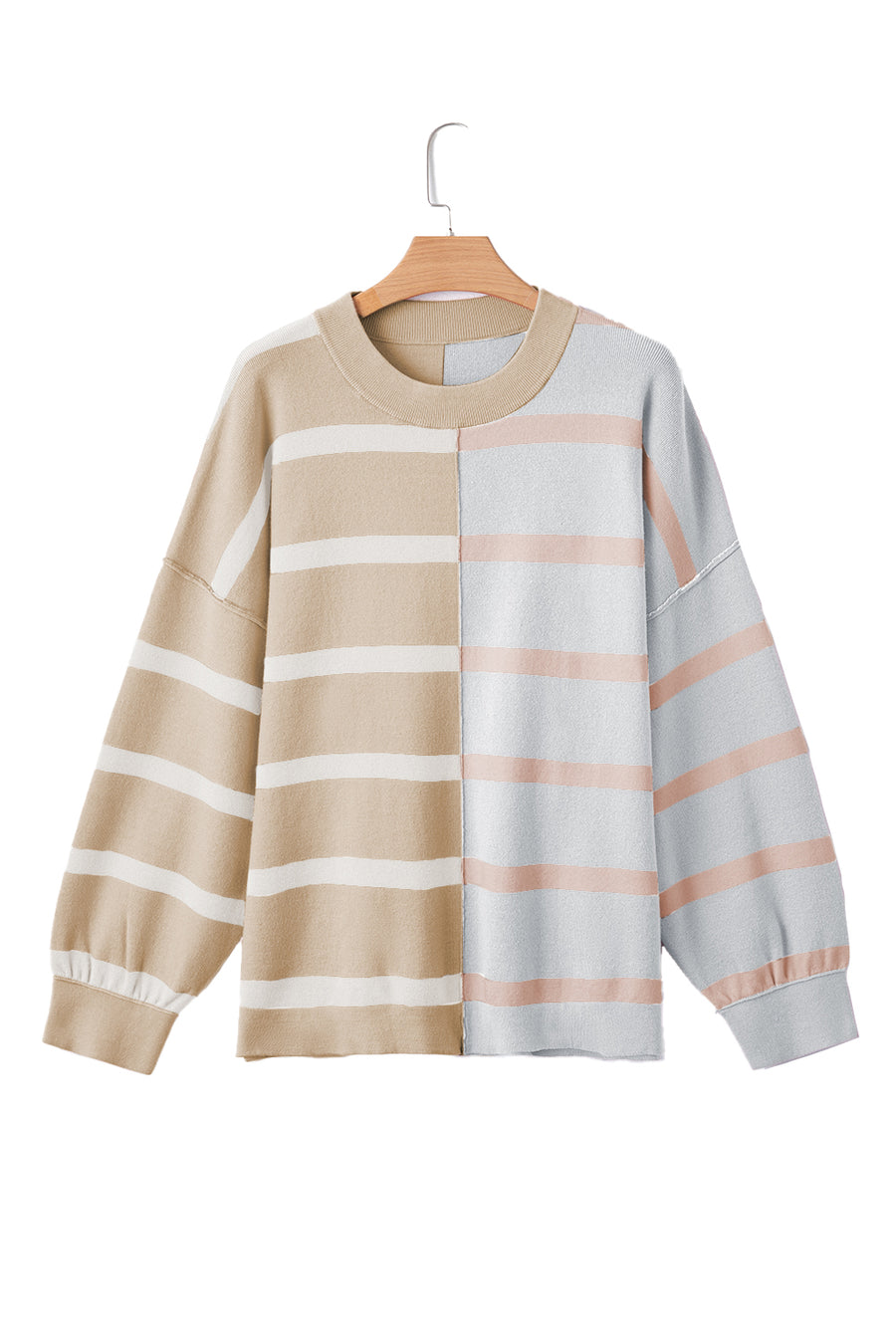 Striped Exposed Seam Patchwork Loose Fit Sweater- 4 Colors