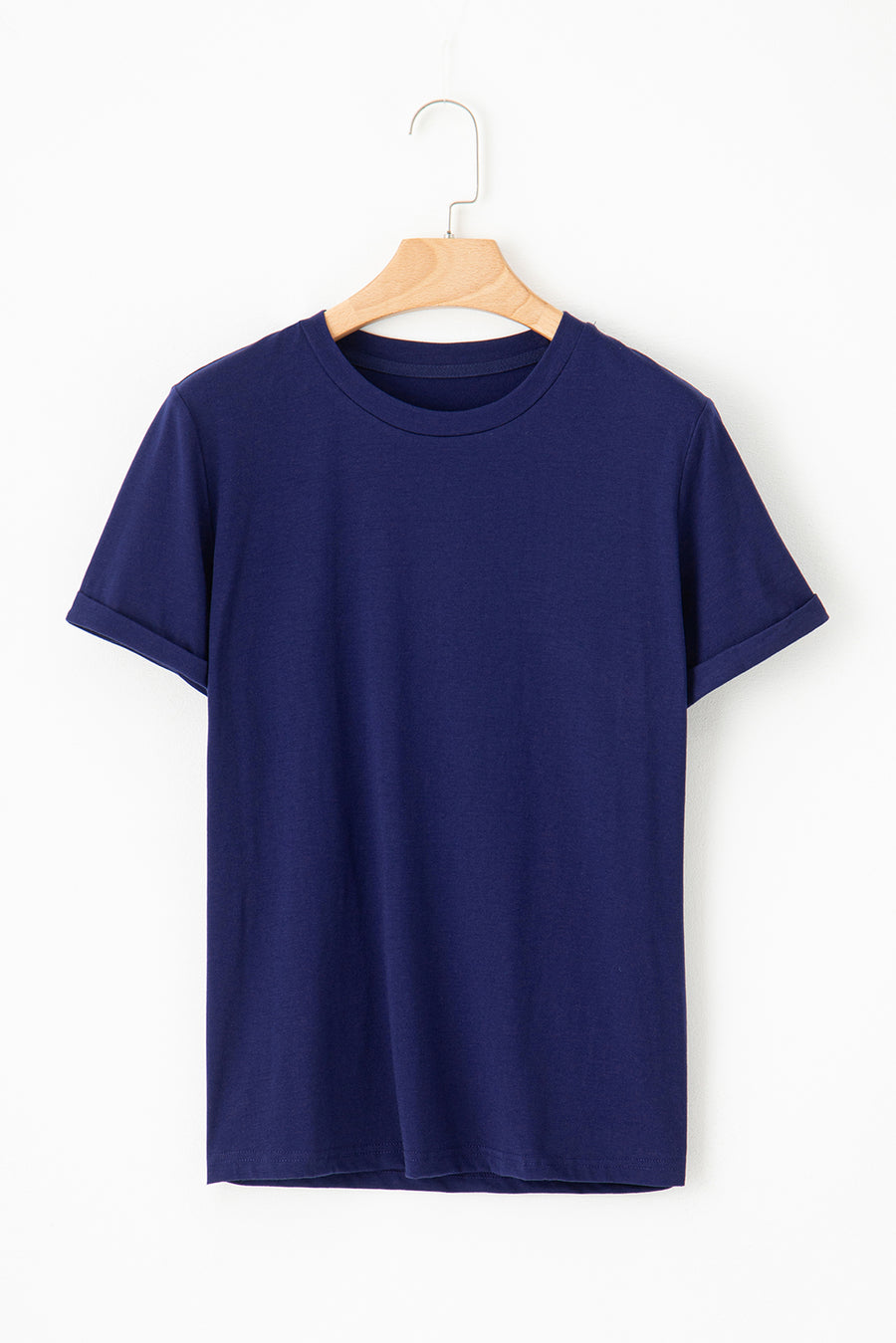 Basic Crew Neck Rolled Sleeve T-Shirt- 12 Colors