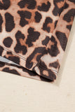 Brown Leopard Mock Neck Long Sleeve Mesh Top