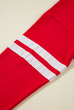 Varsity Striped Sleeve Drop Shoulder Sweatshirt and Shorts Set- 5 Colors