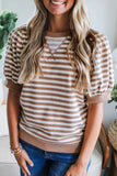 Striped Short Bubble Sleeve T-Shirt- 3 Colors