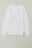 White Chenille Letter Patch Quilted Sweatshirt- 2 Styles