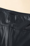 Black Piping Trim Sleek Faux Leather High Waist Leggings