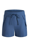 Drawstring Elastic Waist Built-In Brief Swim Shorts- 2 Colors