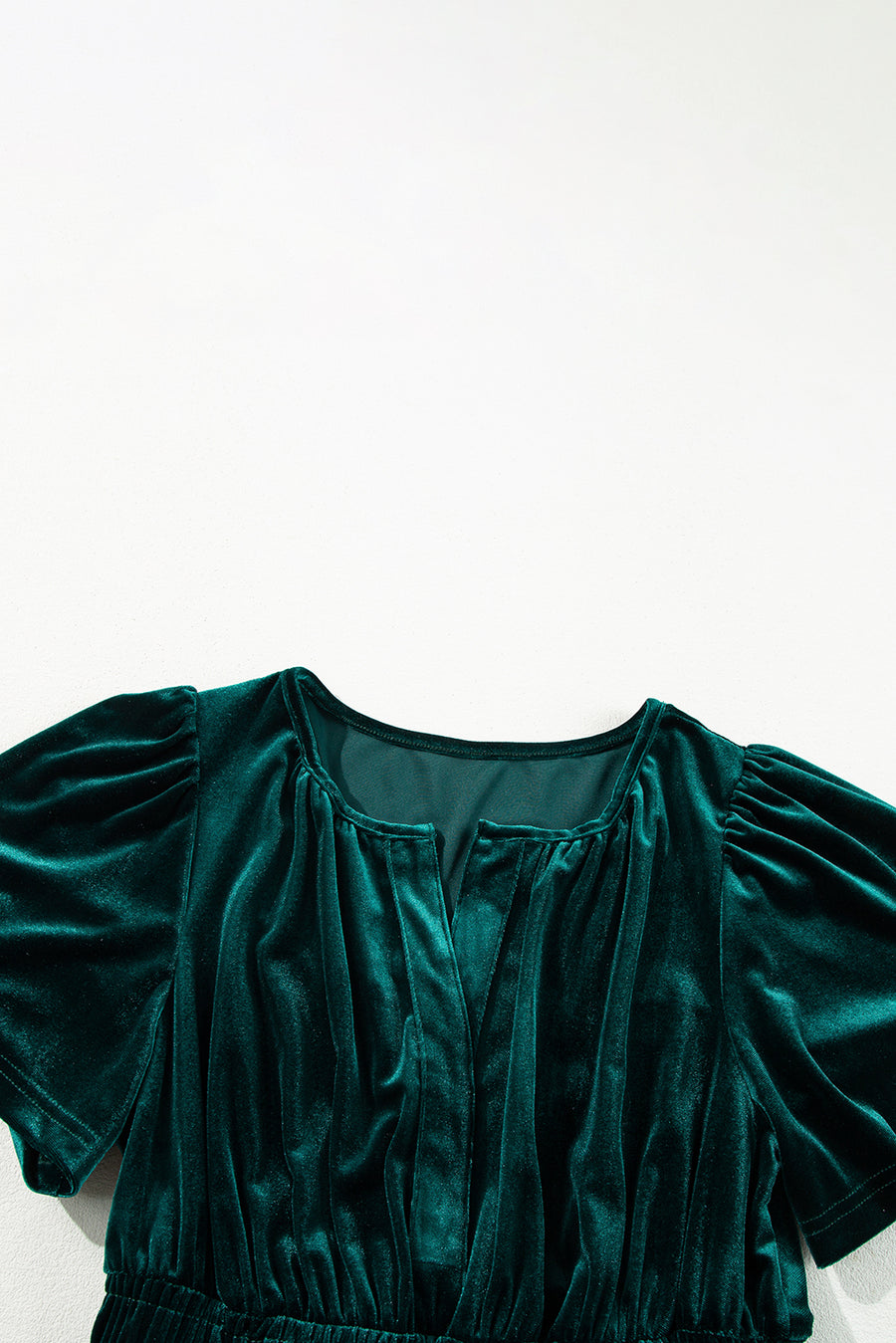 Velvet Puff Short Sleeve Smocked Waist Tiered Maxi Dress with Pockets- 3 Colors