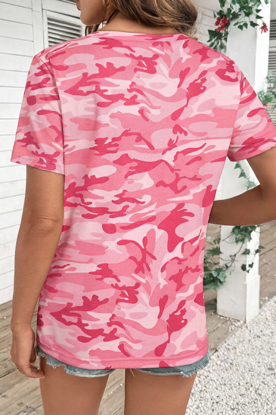 Heathered Camouflage Crew Neck Short Sleeve T-Shirt- 2 Colors