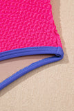 Textured Color Block One-Piece Swimsuit