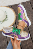 Glitter & Star Patchwork PU Leather Sneakers- 2 Colors