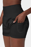 Black High-Waist Wide Band Back Pocket Swim Shorts