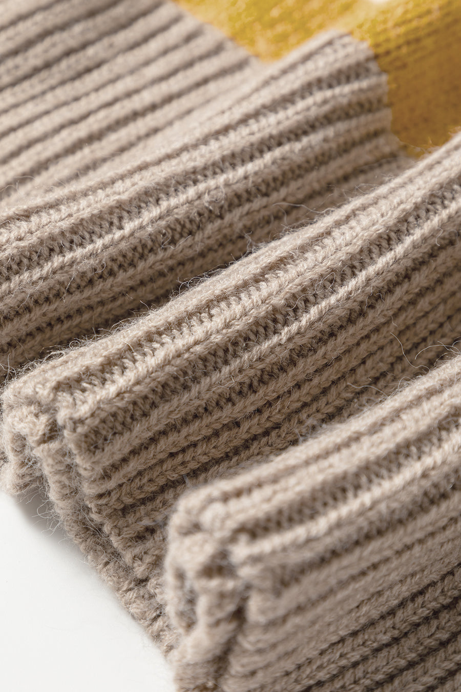 Cream Multi Color Block Drop Shoulder Crew Neck Sweater