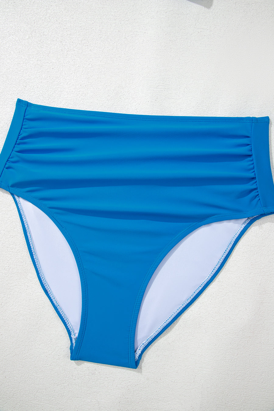 Color Block Pleated High-Waisted Tankini