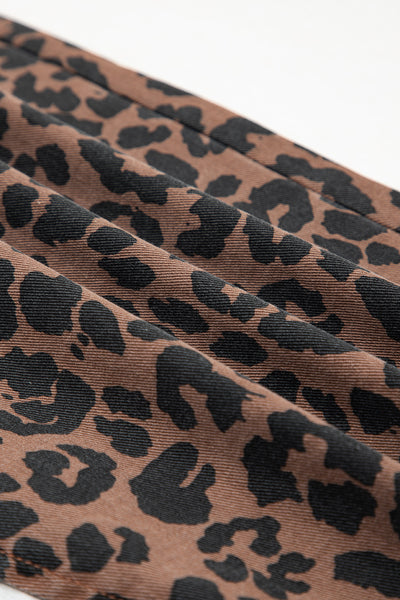 Sky Blue Leopard Frayed Split Denim Midi Skirt