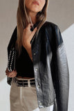 Black Faux Leather Buttoned Front Boxy Jacket