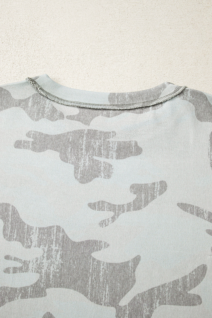 Camouflage Print Exposed Seam Drop Shoulder Sweatshirt- 2 Colors