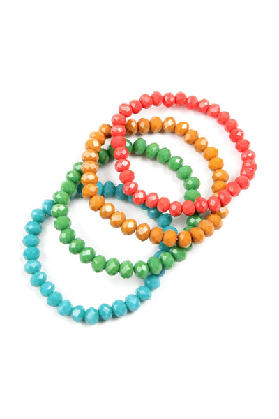 Four-Line Glass Beads Stretch Bracelet