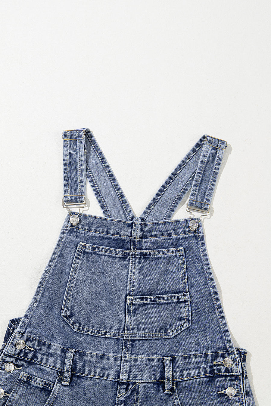 Mineral Wash Blue Straight Leg Denim Overalls