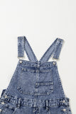 Mineral Wash Blue Straight Leg Denim Overalls