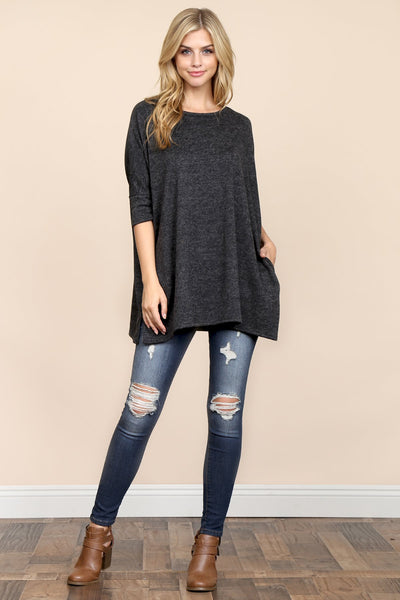 Oversized Drop Shoulder Pocket Tunic- 3 Colors