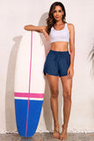Drawstring Elastic Waist Built-In Brief Swim Shorts- 2 Colors