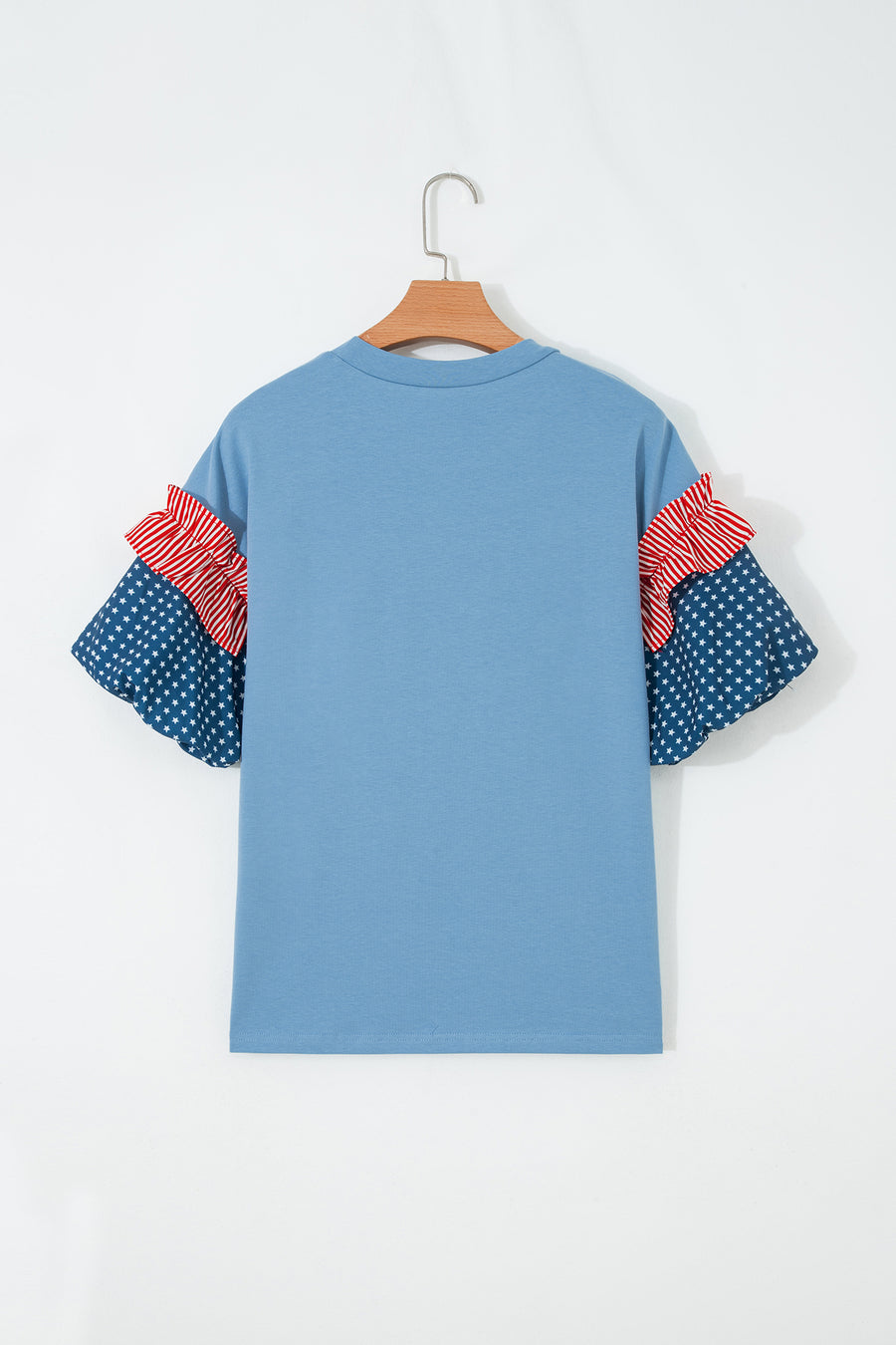 Stars and Stripes Contrast Puff Sleeve Top- 2 Colors