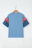Stars and Stripes Contrast Puff Sleeve Top- 2 Colors