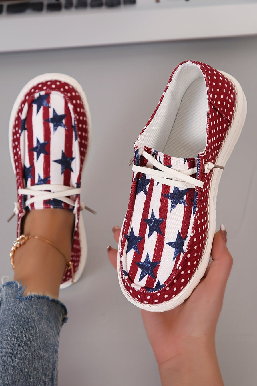 Polka Dot, Stars, & Stripes Casual Slip-On Shoes