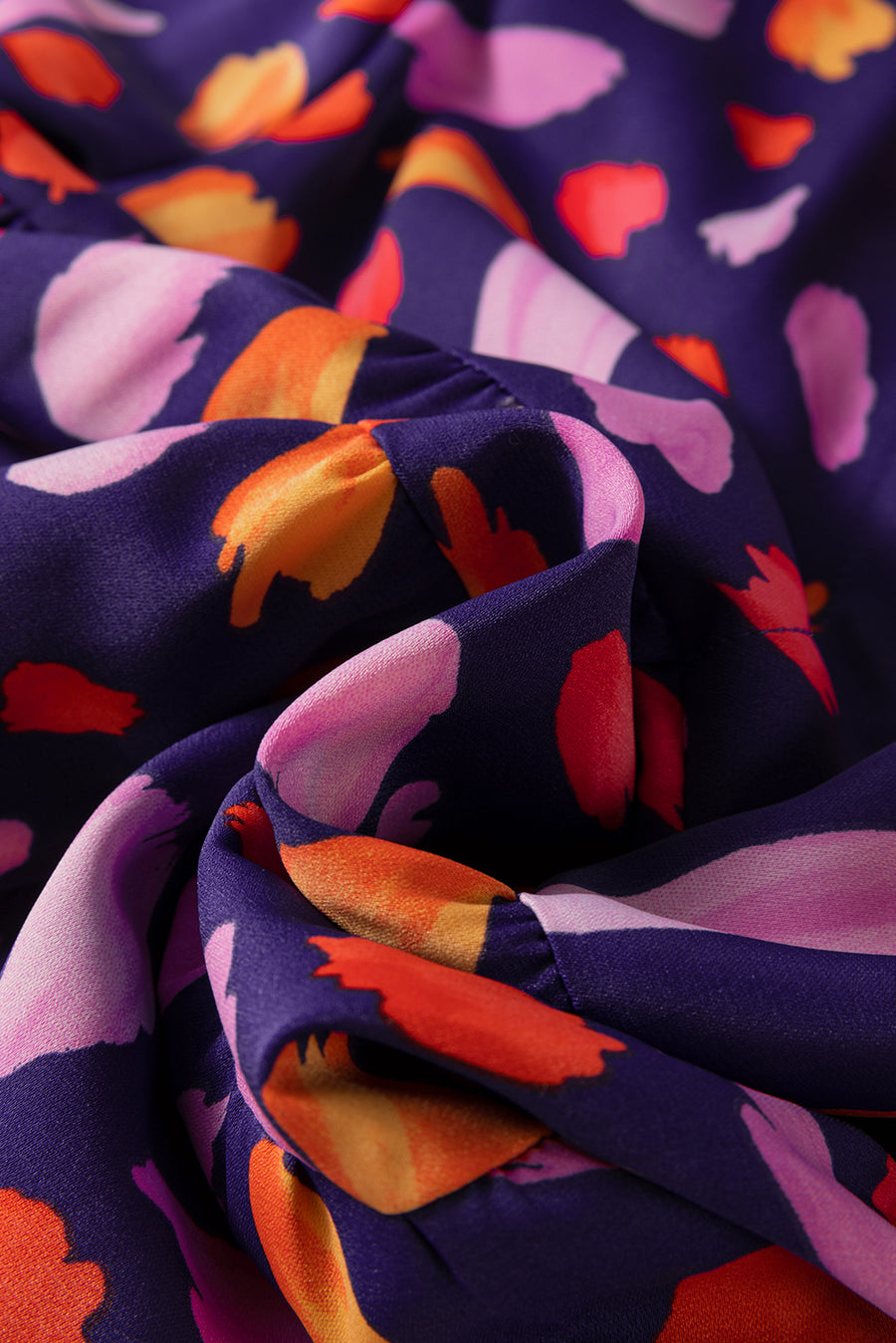 Purple and Orange Multi Floral Print Collared Tiered Flowy Long Sleeve Maxi Dress- 2 Colors