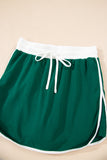 Varsity Striped Drop Shoulder Pullover Sweatshirt & Mini Skort Set- 6 Colors