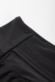 Black High-Waist Wide Band Back Pocket Swim Shorts