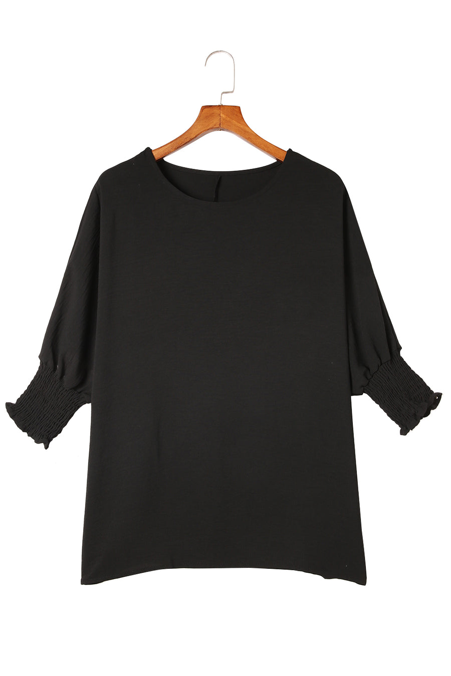 Shirred Cuffs Short Sleeve Blouse- 2 Colors