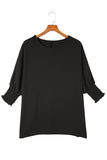 Shirred Cuffs Short Sleeve Blouse- 2 Colors