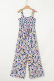 Floral Square Neck Stretch High-Waist Jumpsuit- 3 Colors