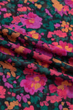 Black Floral Mesh Lettuce Trim Short Sleeve Blouse A