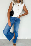 Sleeveless Knit Button-Up Sweater with Pockets- 2 Colors