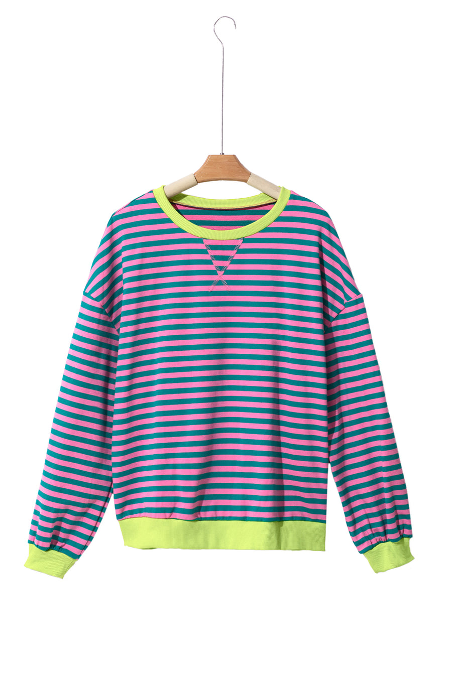 Striped Contrast Trim Oversized Sweatshirt- 4 Colors
