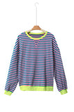 Striped Contrast Trim Oversized Sweatshirt- 4 Colors