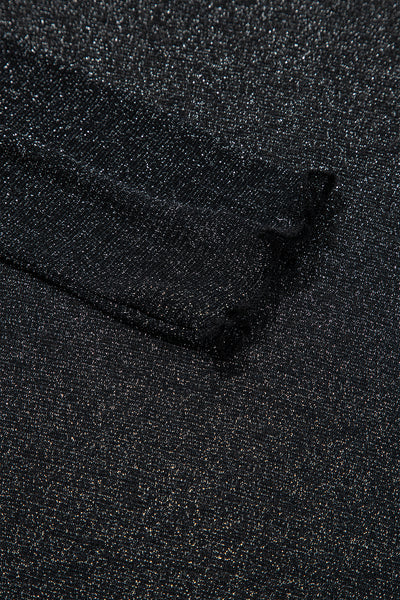 Black Metallic Glitter Mesh Long Sleeve Top