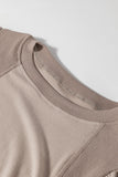 Mocha Bishop Sleeve Contrast Trim Crew Neck Blouse