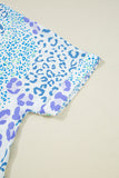 Plus Size Periwinkle Leopard Print V-Neck Short Sleeve T-Shirt