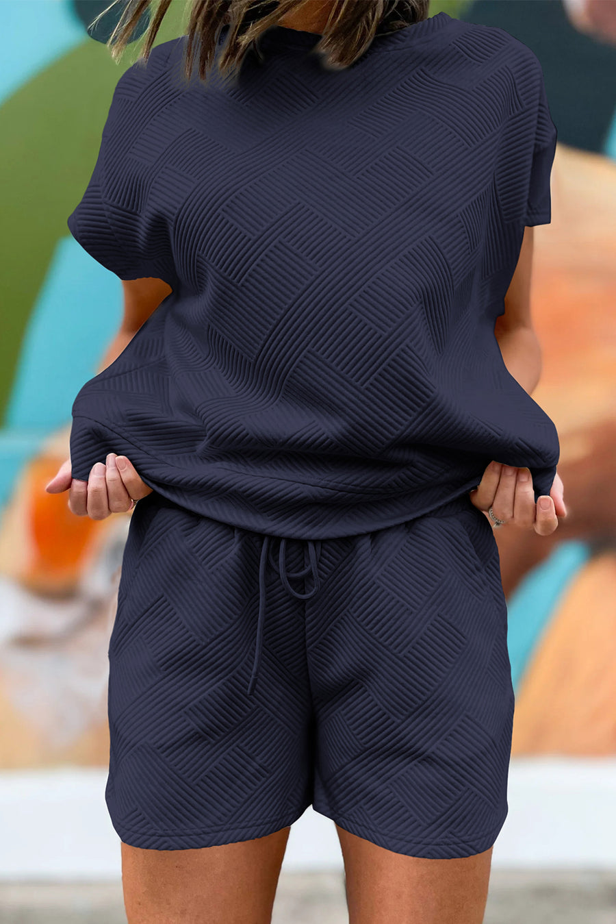Textured Short Sleeve Top and Shorts Set- 7 Colors