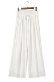 White Pleated Loose Fit Wide Leg Pants