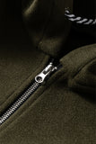 Contrast Cuff Drop Shoulder Zip-Up Tunic Hoodie- 3 Colors