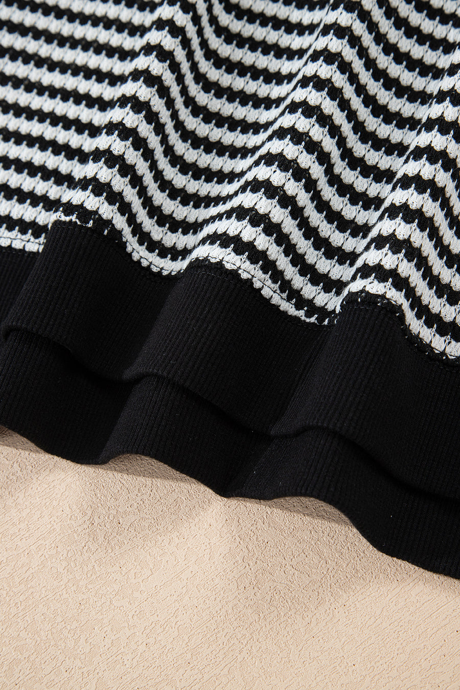 Striped Ribbed Exposed Seam Long Sleeve Oversized Top- 3 Colors