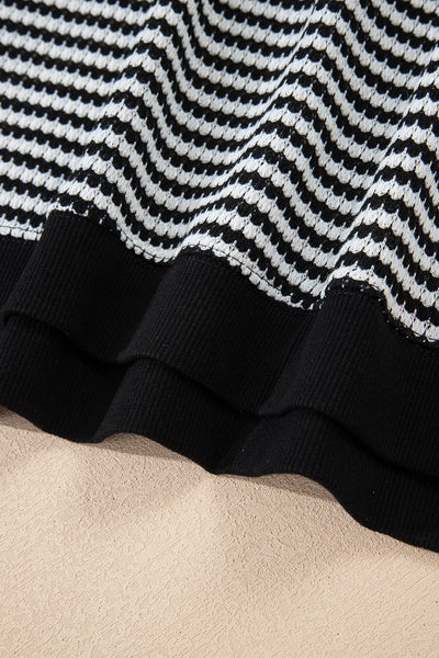 Striped Ribbed Exposed Seam Long Sleeve Oversized Top- 3 Colors