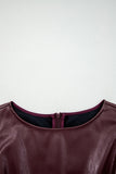 Faux Leather Sleeveless Crew Neck Mini Dress- 3 Colors