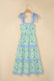 Pink Geometric Floral Print Striped Patchwork Detail Sleeveless Dress（Runs Small ）